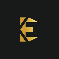 Letter E logo design vector with creative illustration and golden gradient concept