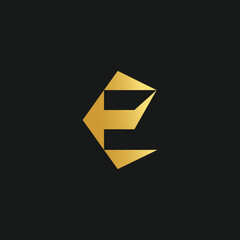 Letter E logo design vector with creative illustration and golden gradient concept