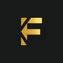 Letter F logo design vector with creative illustration and golden gradient concept