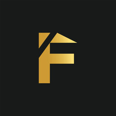 Letter F logo design vector with creative illustration and golden gradient concept