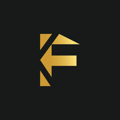 Letter F logo design vector with creative illustration and golden gradient concept