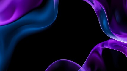 Abstract wavy background in purple and blue hues with a glossy, liquid metal appearance, wallpapers, or graphic design elements. Black blue purple silk satin. Сopy space for text or product 