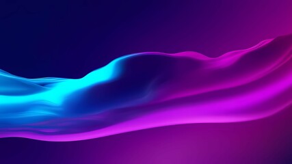Abstract wavy background in purple and blue hues with a glossy, liquid metal appearance,...