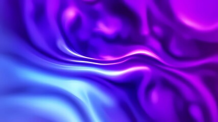 Fototapeta premium Abstract wavy background in purple and blue hues with a glossy, liquid metal appearance, wallpapers, or graphic design elements. Black blue purple silk satin. Сopy space for text or product 