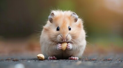 Cute hamster eating nuts