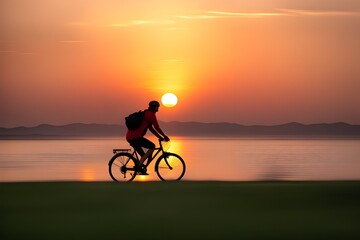 Fototapeta premium person rides a bicycle