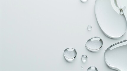 transparent gel serum water drop on white background with writing space