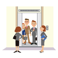 エレベータに昇降する会社員