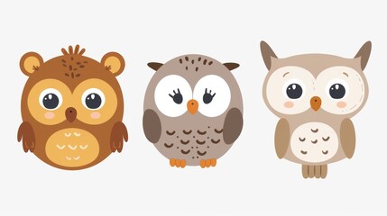 Fototapeta premium Owl. Flat vector illustration of cute animal. Baby nursery art.
