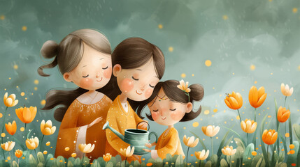 Generative ai illustration of a Happy mothers day illustration