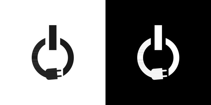 Power button plug logo vector. start shutdown switch icon symbol