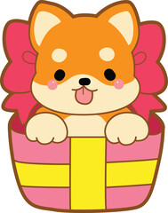 
Cute puppy kawaii dog lovely animal vector icon. Fluffy Shiba Inu pet stickers. Happy doggy activities illustrations.