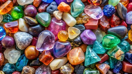 raw gem stones background, mineral collection