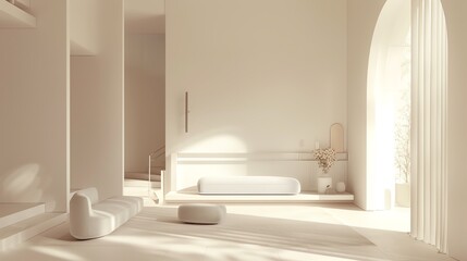 3D render of Minimalist home interiors