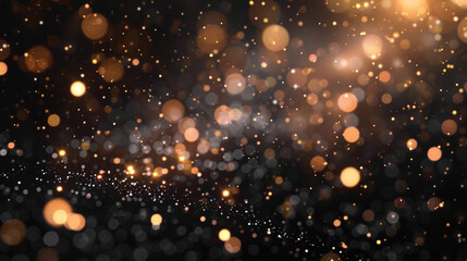 Fototapeta premium Intense Midnight Black Bokeh Lights with Glitter Sparkle on Dark Background, Ultra High Definition