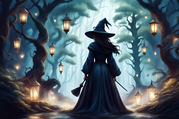 witch in magical forest
