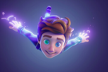 3d game character cartoon flying glow effect isolated