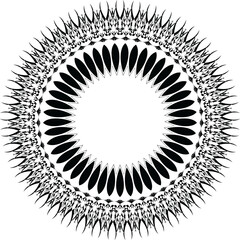 Black And White Decorative Symmetrical Ornate Ornament Ornamental Mandala Design 027