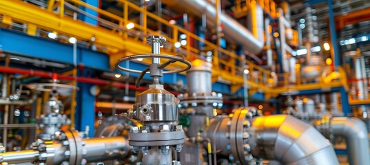 Industrial plant close up pipeline and support for petroleum, chemical, hydrogen, or ammonia