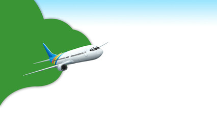 3d illustration plane with Libya flag background for business and travel design