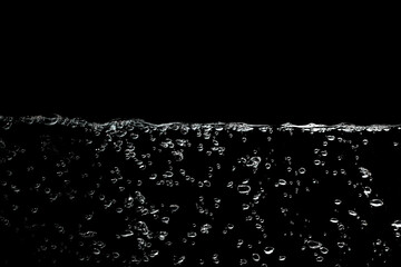 Water splash,air bubbles  isolated on black
