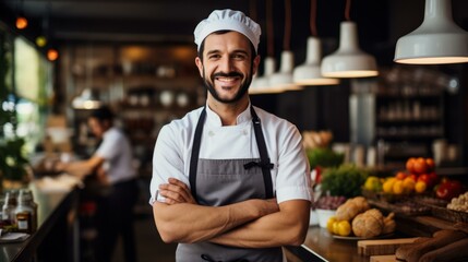 Portrait of a Smiling Chef in a Commercial Kitchen