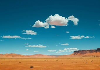 Desert with blue sky and clouds