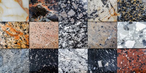 Different types of marble stone texture background