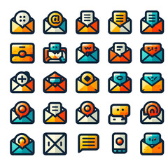 Colorful Email and Communication Icons Set