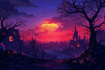 Spooky Halloween Night In The Village