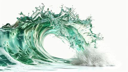 Sea green wave flow, refreshing and smooth sea green wave isolated on white.