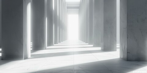 Futuristic White Marble Corridor