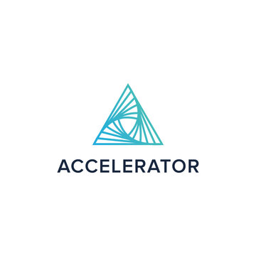 accelerator simple sleek creative geometric modern logo design vector