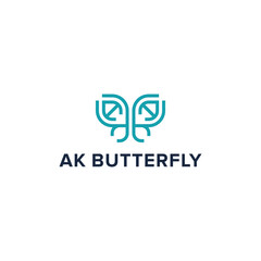 AK butterfly simple sleek creative geometric modern logo design vector
