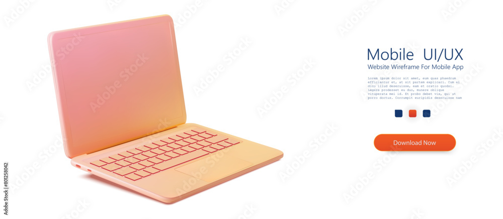 Poster stylish pink laptop with modern design on isolated background. elegant and trendy pink laptop with a