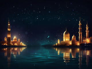 islamic eid background design with glow light effect