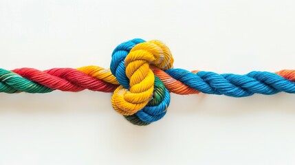 colorful rope knot isolated on white background