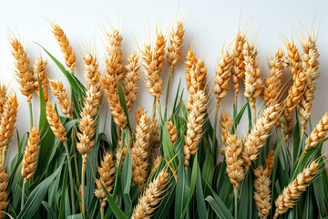 Naklejka premium Wheat ears on a white background