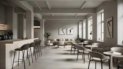 Modern minimalist cafe interior design is suitable for a hangout place