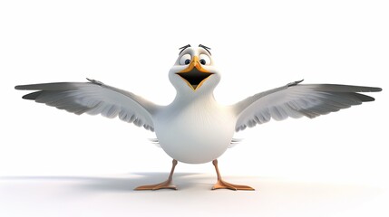 ‎Seagull on a white background 