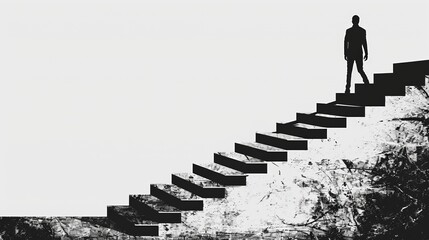 Wallpaper of success, side view, stairs, black and white (referring to about to start)