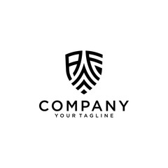 AF shield letter logo design template.
