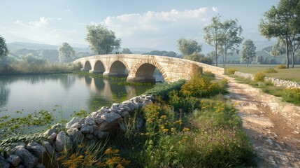 ThreeDimensional Rendering of Italys Historic Ponte del Diavolo Bridge