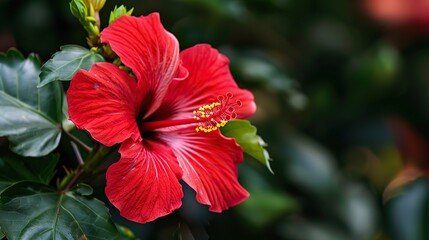 A red camellia flower with raindrops on its petals.