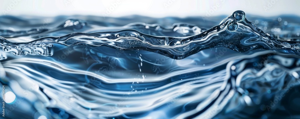Poster dynamic close-up view of water surface showing liquidity and flow