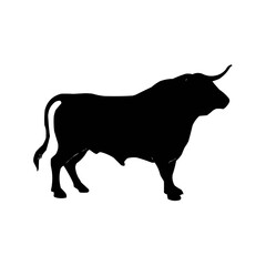 black silhouette of a bull design | Bull vector illustration on white background 