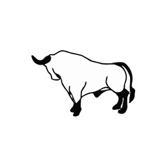 silhouette of a bull black and white | Bull vector illustration design svg mascot