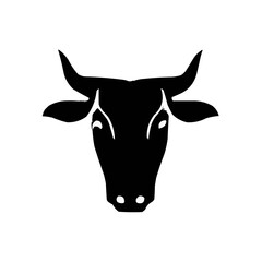 black and white bull vector illustration | Bull head silhouette  svg 