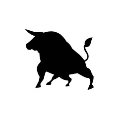 Silhouette of a bull black and white | Vector illustration of a bull black and white