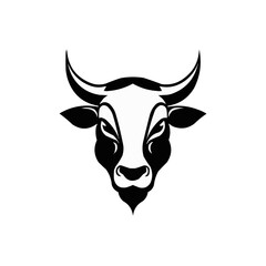Bull head vector illustration black and white | Silhouette of a bull head